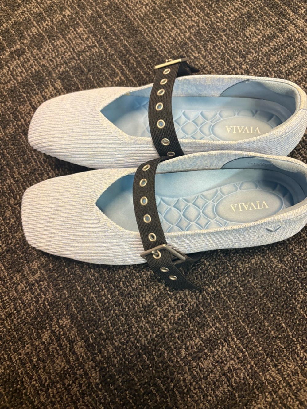 VIVAIA Square-Toe Margot Mary Jane shoes ballet flats light blue sz 37 6.5 - Picture 4 of 9